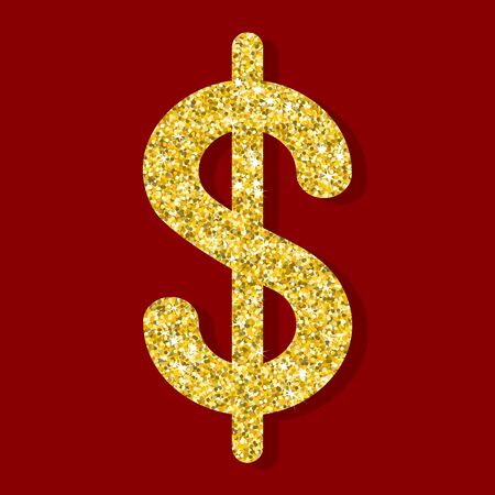 Dollar texture of golden sand. Conceptual image of wealth, success. Template for the Holidays, New Year, Christmas. Objects isolated on white background. Flat cartoon vector illustration.のイラスト素材