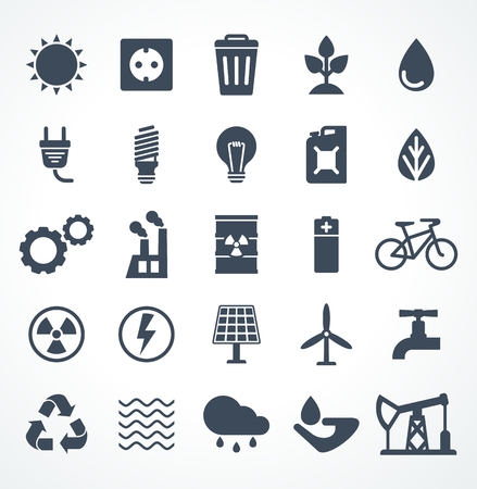 Energy icon set. Flat cartoon power icons. Objects isolated on a white background.のイラスト素材