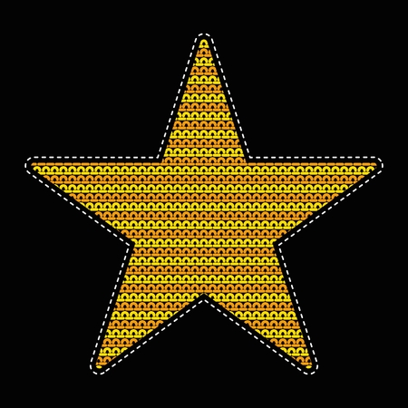 Patch of a knitted star. Wicker pattern. Flat vector cartoon illustration. Objects isolated on a white background.のイラスト素材