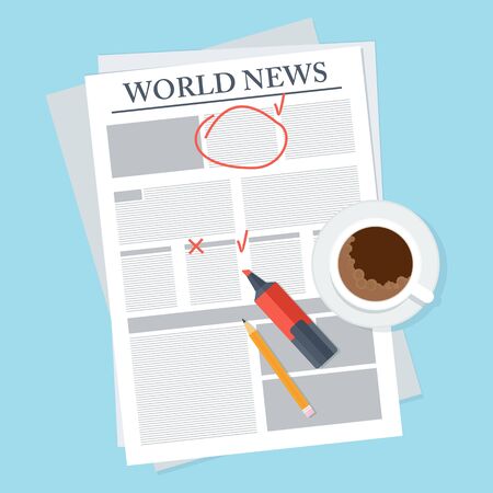 newspaper on tableのイラスト素材