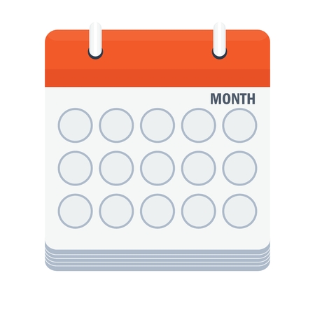 Month calendar icon. Planning and daily business activities. Flat vector cartoon illustration. Objects isolated on a white background.のイラスト素材