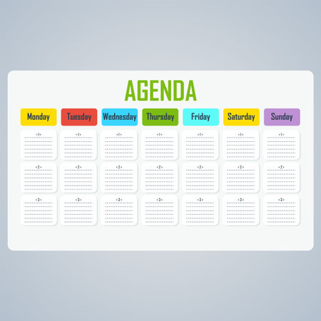 Agenda concept. Notebook for planning business plans, meetings, negotiations. Flat vector cartoon illustration. Objects isolated on a white background.のイラスト素材
