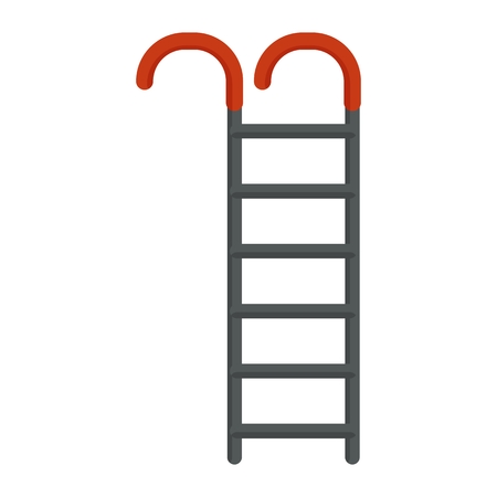 Fire stairs on white. Firefighter equipment and clothing, tools, accessories. Flat vector cartoon illustration. Objects isolated on a white background.のイラスト素材