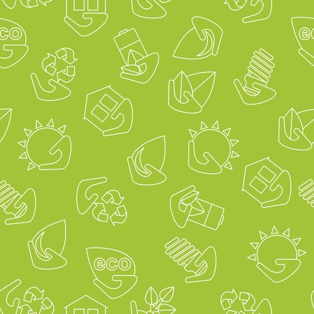 Recycle pattern. Seamless ecology pattern. Flat vector cartoon illustration. Objects isolated on a white background.World Environment Day poster.のイラスト素材