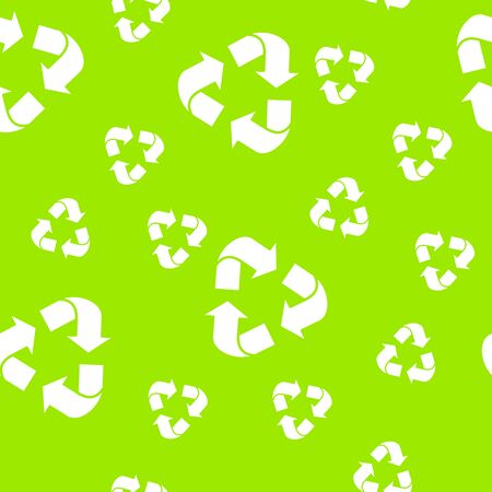 Recycle pattern. Seamless ecology pattern. Flat vector cartoon illustration. Objects isolated on a white background.World Environment Day poster.のイラスト素材