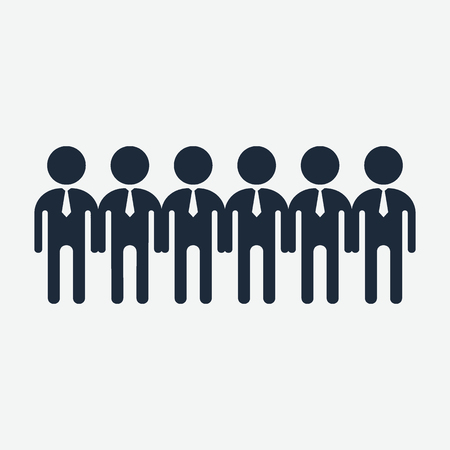 Crowd of abstract people, businessman. Flat vector icons for infographics and analytics, statistics and reports. Sociology, demography and business processes. Isolated on white background.のイラスト素材