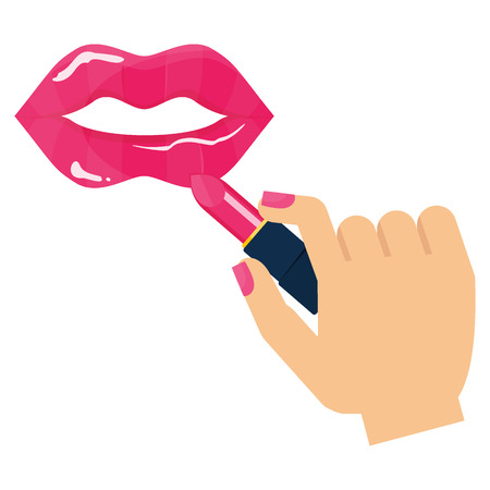 Hand putting lipstick icon.のイラスト素材