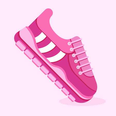 Sneakers vector flat vector cartoon illustration. Objects isolated on a pink background.のイラスト素材