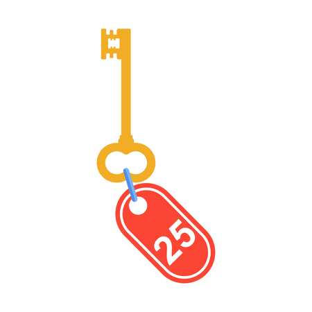 Vector key of apartments in hotel. Flat cartoon illustration. Objects isolated on a white background.のイラスト素材