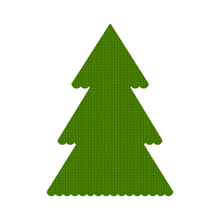 Knitted Christmas tree vector. Flat cartoon illustration. Objects isolated on white background.のイラスト素材
