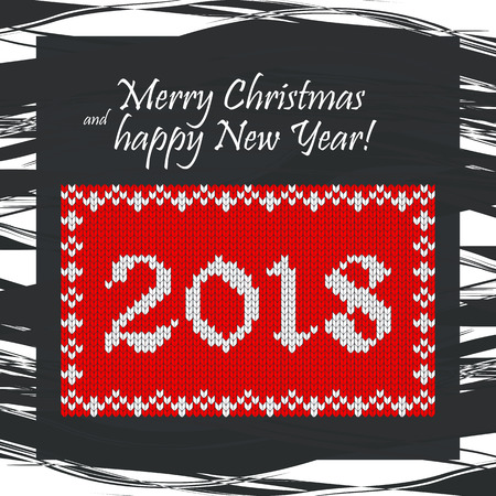 Chalkboard and Knitted Christmas vector greeting cards. Decoration for advertising, gift and packaging.のイラスト素材