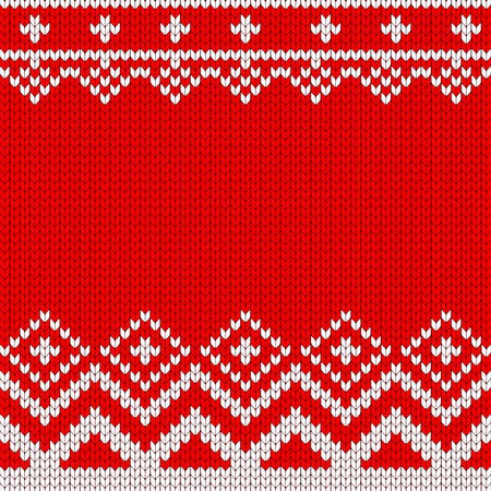 Knitted Christmas knitted vector pattern. Decoration for advertising, greeting cards, gifts and packaging. Flat cartoon illustration. Objects isolated on white background.のイラスト素材