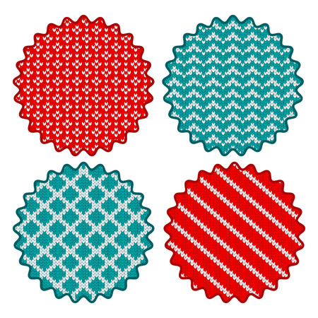 Knitted Christmas knitted vector pattern. Decoration for advertising, greeting cards, gifts and packaging. Flat cartoon illustration. Objects isolated on white background.のイラスト素材