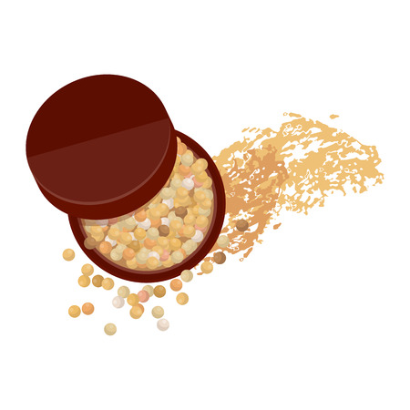 Makeup powder. Beauty concept. Flat vector cartoon illustration. Objects isolated on white background.のイラスト素材