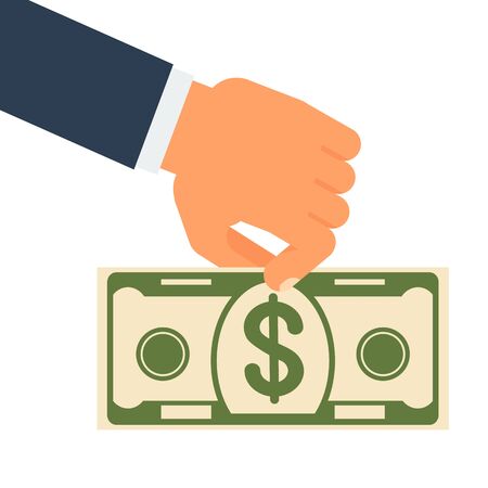 Hand puts money icon.のイラスト素材