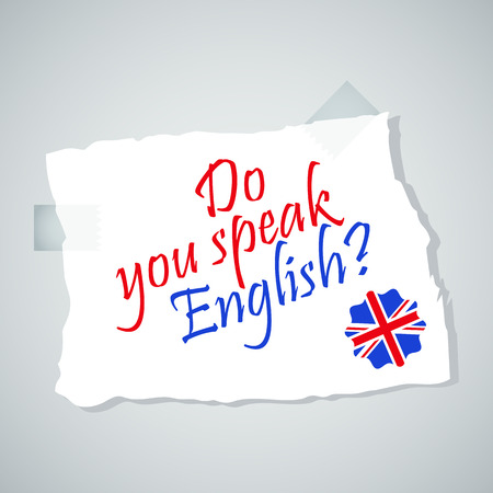 Bright flat vector banners with note for English language learning. Courses of foreign language, schools for studying British pronunciation. Information for site, social network, poster and flyer.のイラスト素材