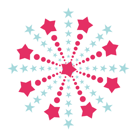 Flet vector color firework flare for festive background. Objects isolated on dark background.のイラスト素材