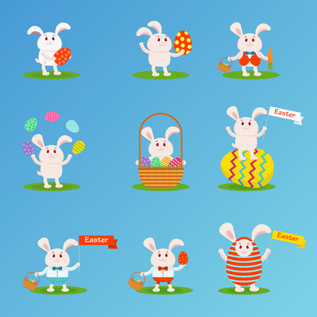 happy Easter bunny setのイラスト素材