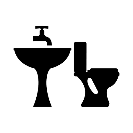 toilet and bath silhouette Vector illustration.のイラスト素材