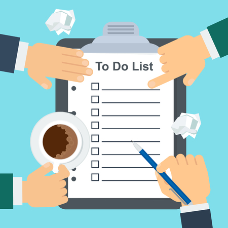 To do list concept with businessmen handsのイラスト素材