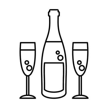 Champagne bottle glassesのイラスト素材