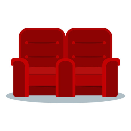 Auditorium and seats in a movie theater. Flat vector cartoon Cinema interior illustration with chair, armchair and sofa. Objects isolated on a white background.のイラスト素材