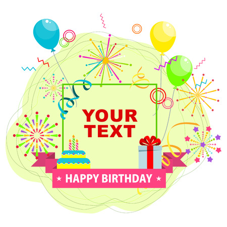 A birthday card template isolated on colorful background.のイラスト素材