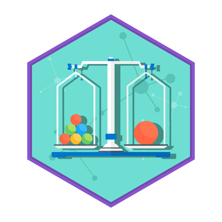 Chemical laboratory weight isolated on blue background.のイラスト素材