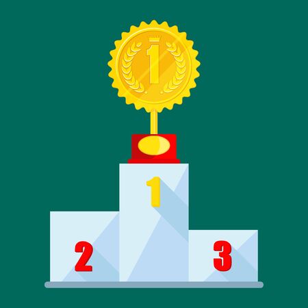 winner podium medal cupのイラスト素材