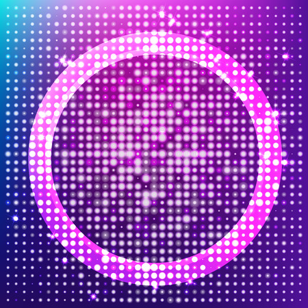 Abstract bright glittering frame for poster design. Cool flyer with bright gradient in digital style. Overflow and blend on modern cover, leaflet or banner. Vector illustration.のイラスト素材