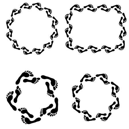 Circle footprint frames set illustration on white background.のイラスト素材