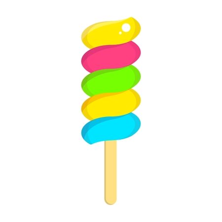 Ice cream delicious sweet frozen dessert on stick .Flat vector cartoon illustration.のイラスト素材
