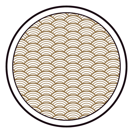 Japanese floral and geometric pattern. Flat vector cartoon illustration. Objects isolated on white background.のイラスト素材