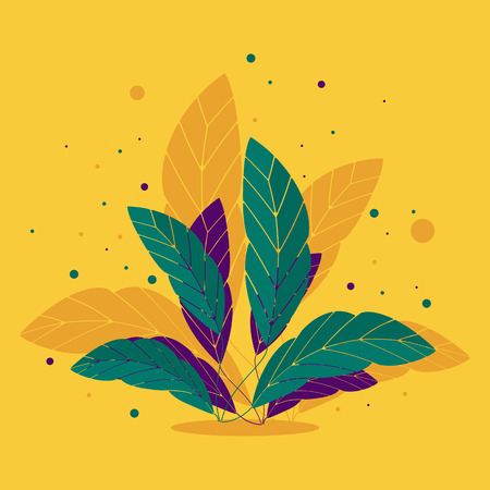Green, yellow and purple tropical branchのイラスト素材