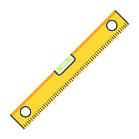 Ruler level. Tools for building construction and home repair. Flat vector icons for households,...