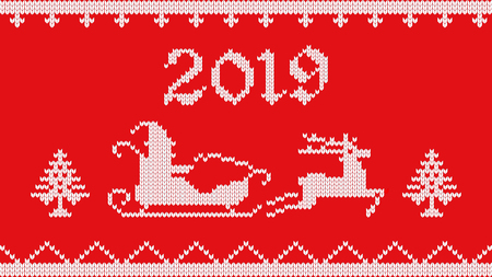 2019 knitted on redのイラスト素材