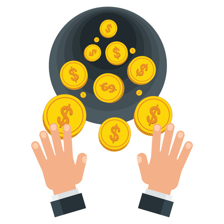 Waste of money concept. Dollar bills flying out of hands. Concept of a careless waste of money bankruptcy, waste. Flat vector cartoon money illustration. Objects isolated on a white background.のイラスト素材
