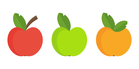 Apple flat icon. Flat vector cartoon illustration. Objects isolated on a white background.のイラスト素材