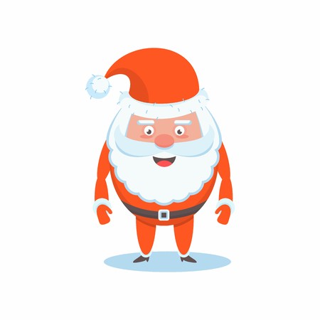 Funny happy Santa Claus character. Celebration of Merry Christmas and New Year. For Holiday Greeting cards, banners, tags and labels.のイラスト素材