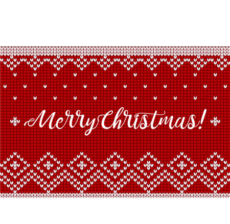 Greeting cards with Knitted background. Celebration of Merry Christmas and New Year.のイラスト素材