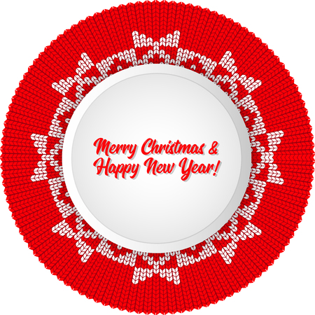 Christmas round pattern knit. Card template for new yearのイラスト素材