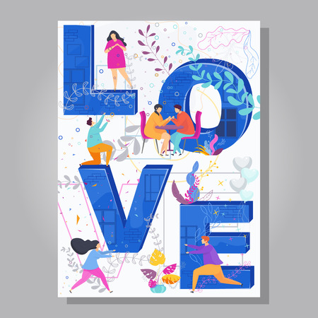 Word LOVE typography on creative concept poster for Valentine Day.のイラスト素材