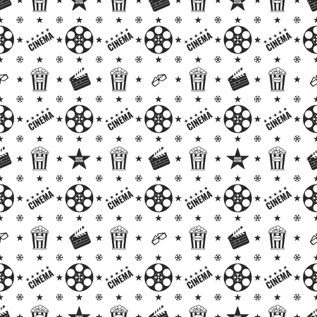 Cinema concept seamless pattern. Flat vector cartoon illustration.のイラスト素材