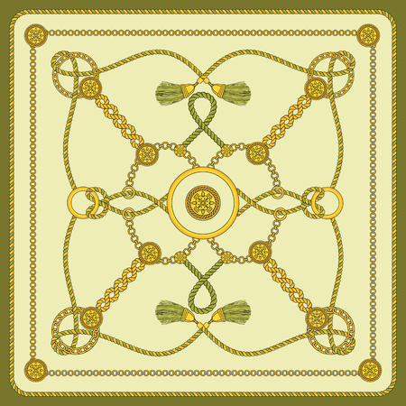Chain patten square scarf design. Fashion accessoryのイラスト素材