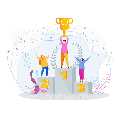 Winner on the first step of the podiumのイラスト素材