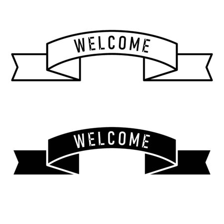 Old fashioned waving ribbon with the inscription Welcomeのイラスト素材