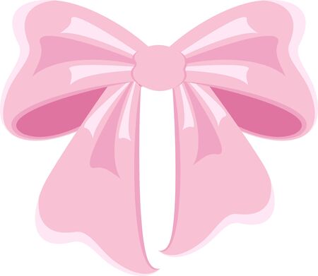 Elegant pink bow from a wide ribbon. Decor for greeting cards for birthdayのイラスト素材