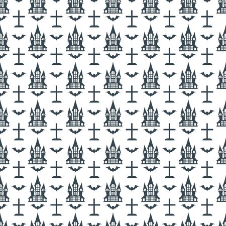 Flat cartoon  Halloween seamless patternのイラスト素材