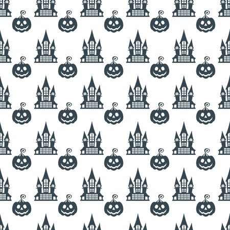 Flat cartoon  Halloween seamless patternのイラスト素材