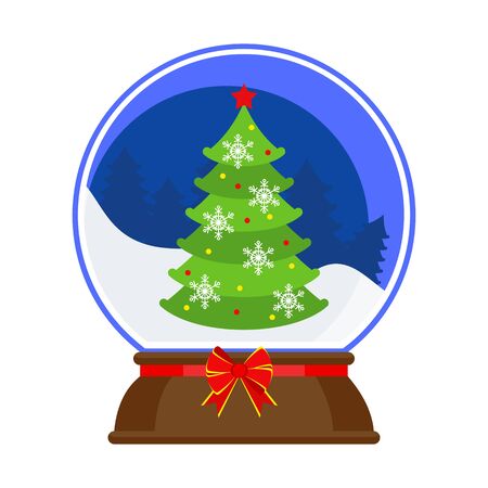 Glass christmas snowball Flat vector cartoon illustration.のイラスト素材